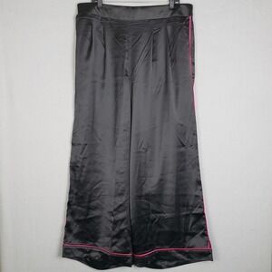 Torrid Size 1X Wide Leg Satin Pants Black Hot Pink Tuxedo Stripe Cocktail Party